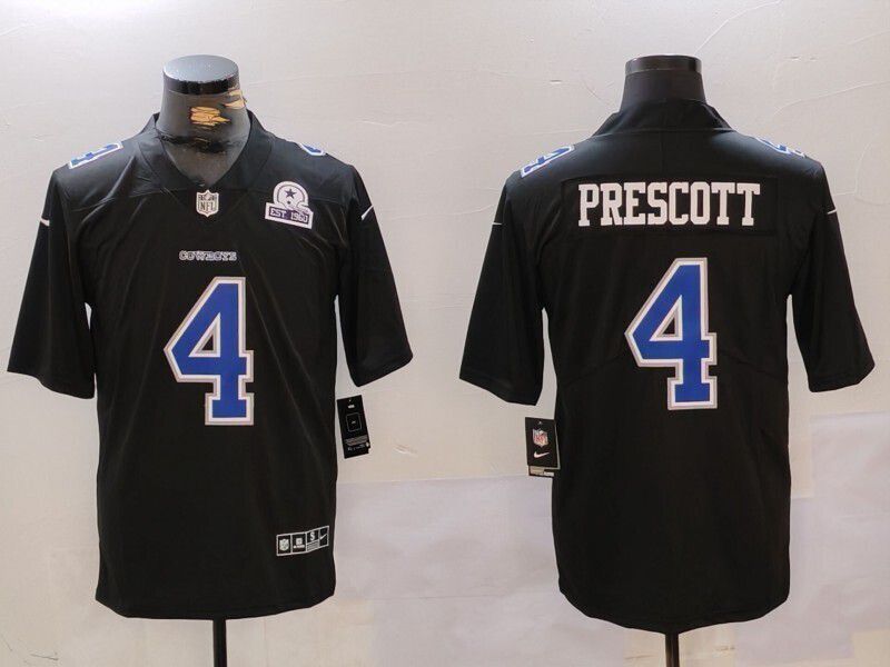Men 2025 Dallas Cowboys Nike #4 Prescott Black Limited NFL Jersey  003